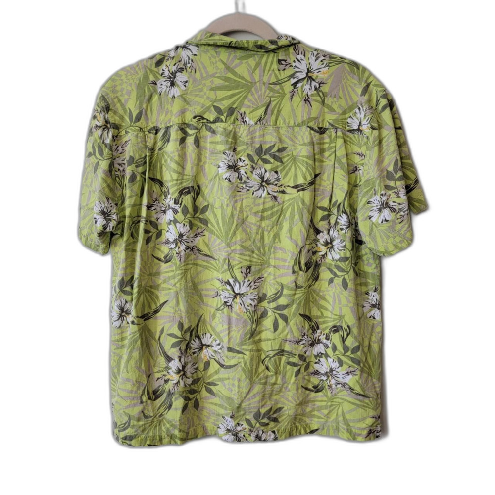 Caribbean Joe Green Floral Button Up Shirt Size L - Picture 2 of 8